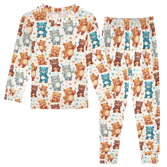 Christmas Pajamas Cartoon Bears Cute Comfortable Cotton Two-piece Christmas Pajamas Set