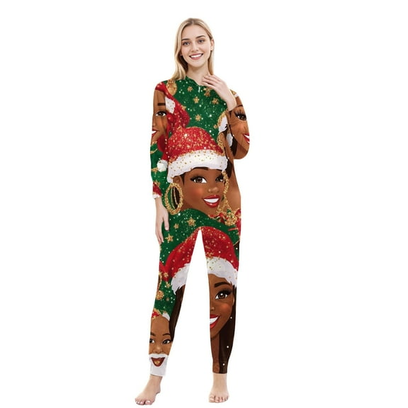 Christmas Pajamas Cozy Christmas Hooded Pajamas Christmas Family Sleepwear Hooded Onesie Sleepwear with Christmas Print Mom