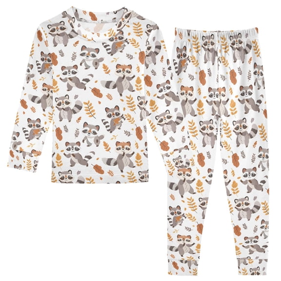 Christmas Pajamas Cute Racoon Leave Cute Comfortable Cotton Two-piece Christmas Pajamas Set