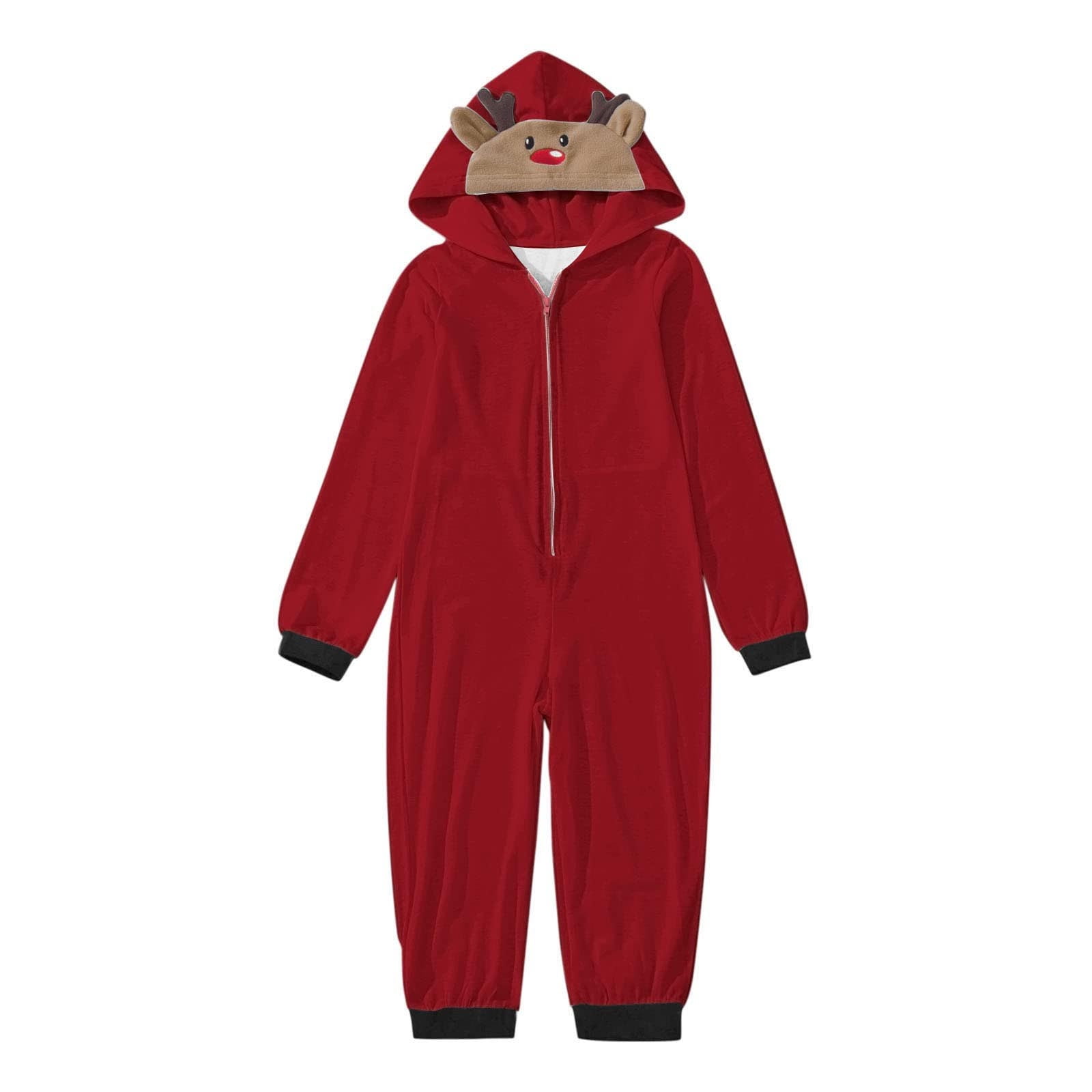 Christmas Pajamas for Family Boys Girls One Piece Pajamas Hooded Elk