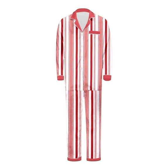 Christmas Pajamas For Family Christmas Family Matching Dad Pajama Set Long Sleeve Turn Down Collar Full Length Pants Silk Like Soft Comfortable Sleepwear For Dad Red XXL