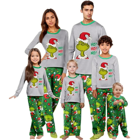 𝓖𝓻𝓲𝓷𝓬𝓱 Christmas Pajamas for Family Christmas Family Matching Pajamas Sets Women Men Pjs with T-Shirt and Pants Holiday Family Sleepwear Pajamas