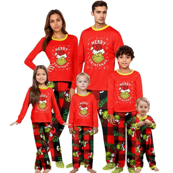 𝓖𝓻𝓲𝓷𝓬𝓱 Christmas Pajamas for Family Family Christmas Pajamas Matching Sets, Christmas Pajamas for Women Men & Couples,Pants & T-Shirts Sleepwear