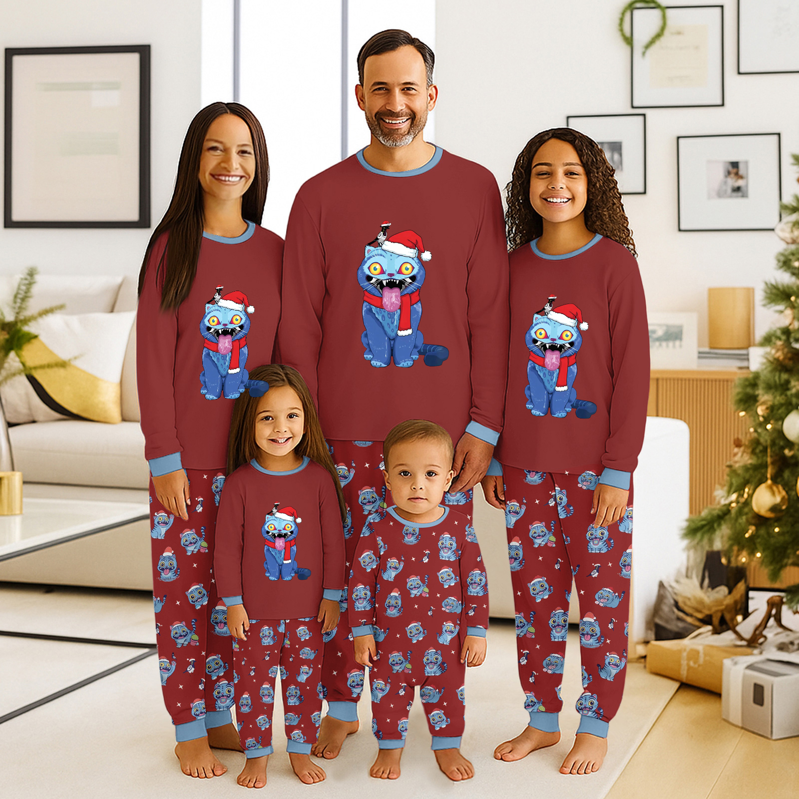 Christmas Pajamas Family Matching 2 Piece Holiday Pjs Sets Long Sleeve ...