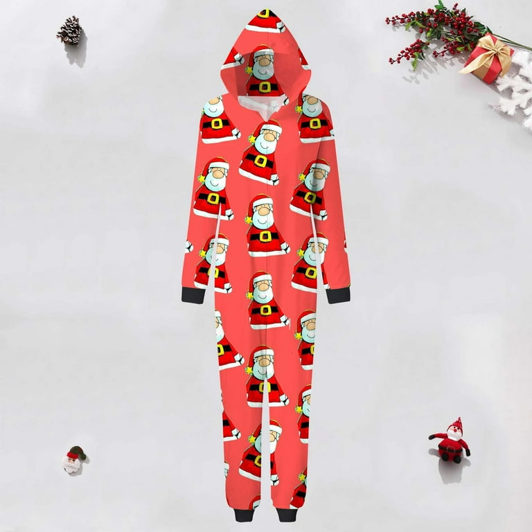 Christmas Pajamas for Family plus Size 4x with Shorts Pajamas for Family of 4 Set Christmas Printed Family Matching Jumpsuit Pajamas With Hood Mom s Style Walmart