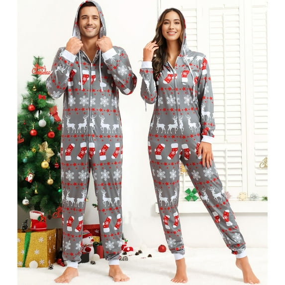 Christmas Pajamas For Family Matching Pajamas For Couples Christmas Onesies Adult Gray Men 3XL