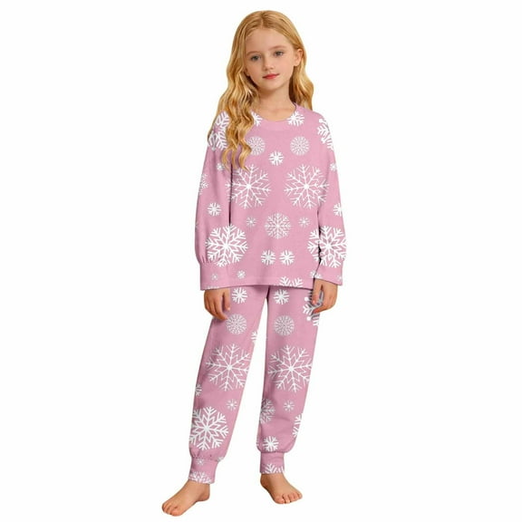 Christmas Pajamas For Kids Christmas Snowflakes 2 Pieces Button Collar Long Sleeve Top Shorts Pjs Toddler Pjs Pink 4 Y-5 Y