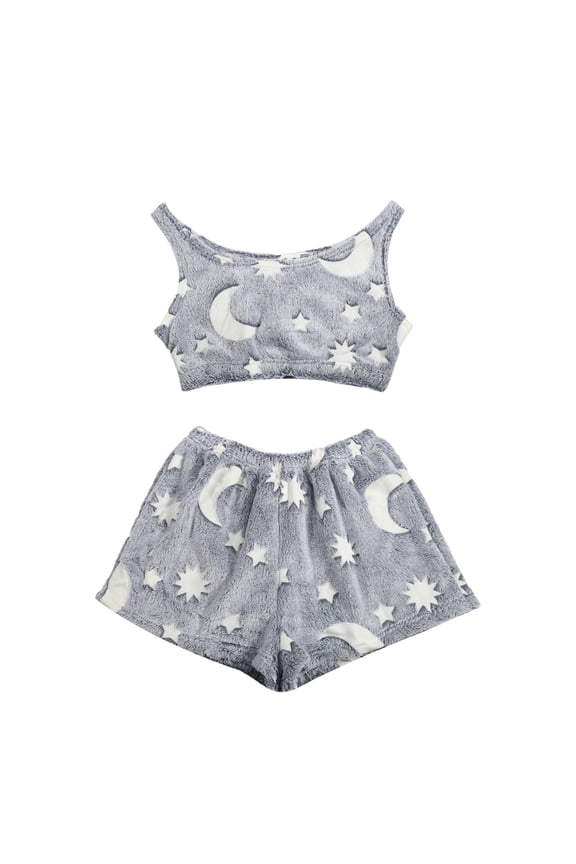 Christmas Pajamas Glow In The Dark Pumpkin Print Pajama Cozy Fall Winter Party Nightwear Luminous Cute Sleeveless Tank Top With Shorts