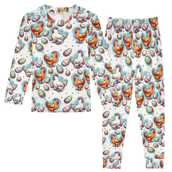 Christmas Pajamas Hens Egg Easter Fabric Cute Comfortable Cotton Two-piece Christmas Pajamas Set