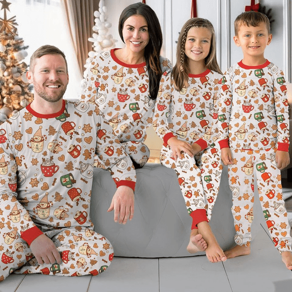 Christmas Pajamas Hot Chocolate PJs Gingerbread Pajama Set Cozy Family Sleepwear Cute Winter