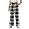 thumbnail image 1 of Christmas Pajamas For Kids Black And White Plaid Pajama Pants Girls Boys Fleece Pajama Pants Long Sleep Pants Soft Elastic Waist Fleece PJs Pajama Bottoms Plaid Lounge Pants Black 9-10 Years, 1 of 9