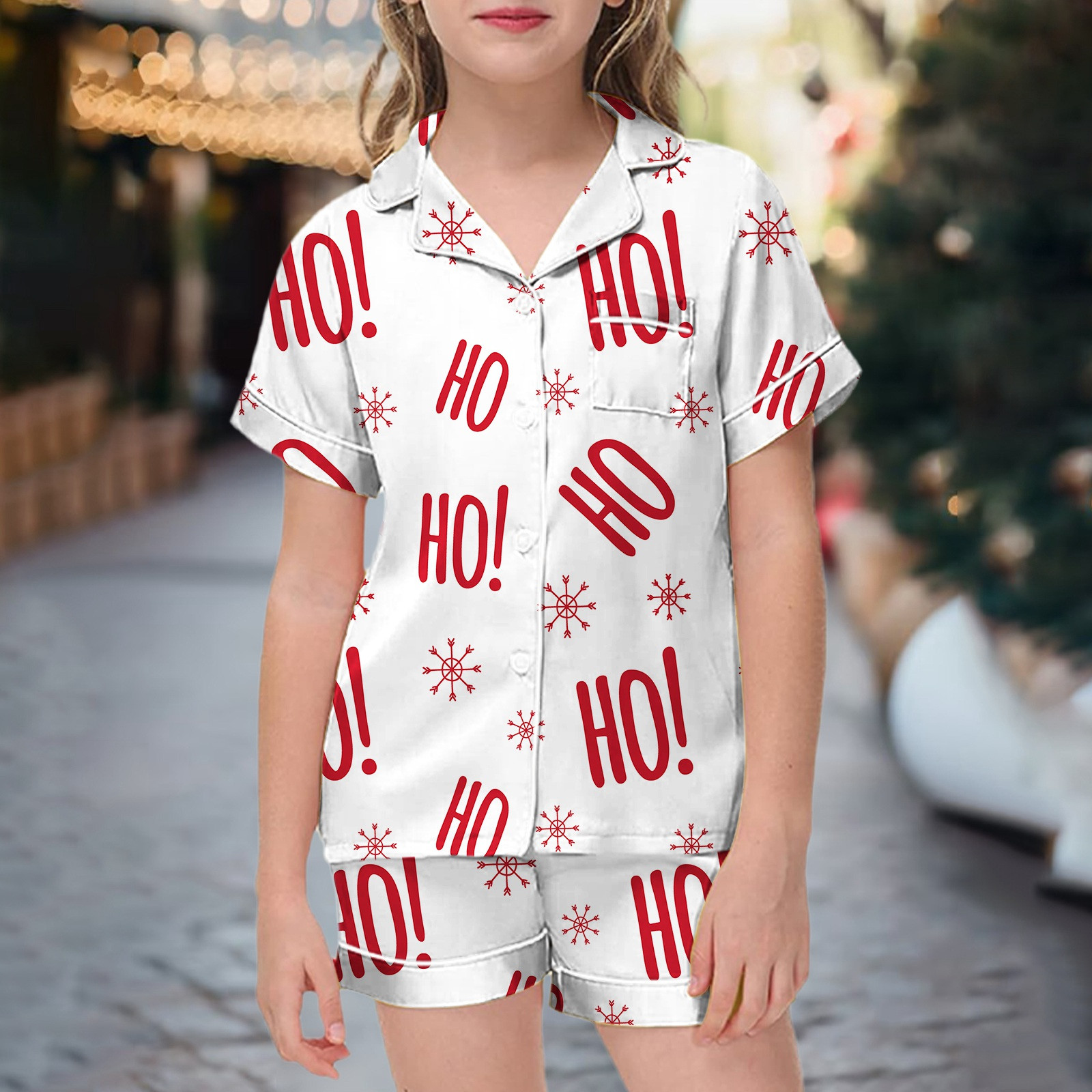Christmas Pajamas Kids Gray Satin Pajamas Short Sleeve Button Down Christmas Pajamas Kids Gray Satin Pajamas Short Sleeve Button Down