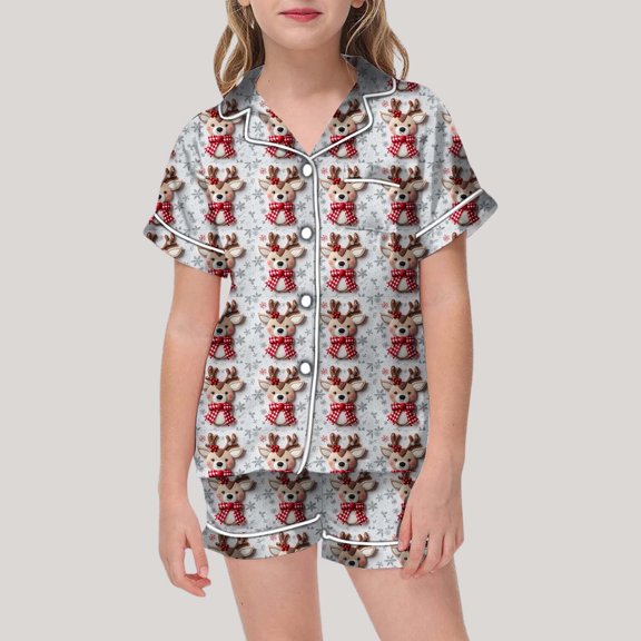 Christmas Pajamas Kids Pajama Shirt Pant Matching Sleepwear Set with Pockets Christmas Kids Christmas Pjs Grey