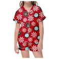 thumbnail image 1 of Christmas Pajamas for Kids Shorts Satin Silk Button Down Xmas Graphic Sleepwear Girls Short Sleeve Lapel T Shirt Short Pants 2 Piece Matching Set Loose Nightwear for Girls Light , 2-3 Years, 1 of 6
