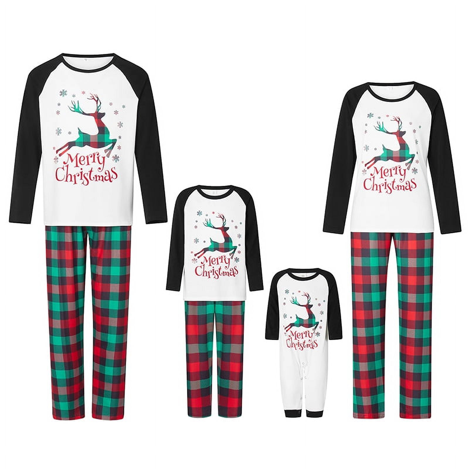 Christmas Pajamas Matching Family Pj Set Long Sleeve Tops and Plaid Pants for Sleepwear Soft Loungewear Pjs