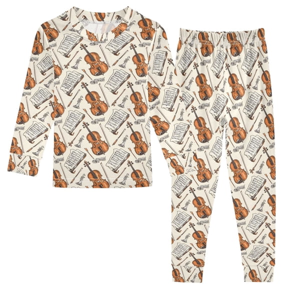 Christmas Pajamas Musical Instruments Cute Comfortable Cotton Two-piece Christmas Pajamas Set