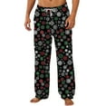 thumbnail image 1 of Christmas Pajamas Pants for Men Xmas Graphic Flannel Casual Loose Drawstring Elastic Waist Lounge Pants with Pockets (XL, Black), 1 of 4