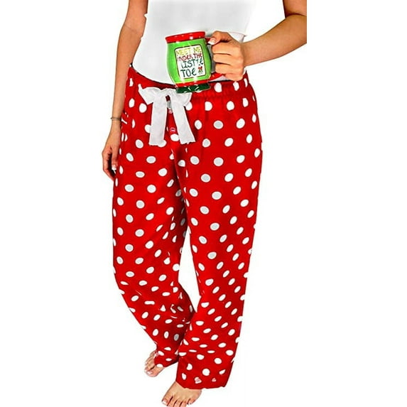 Christmas Pajamas Pants for Women Red Green Polka Dot/Plaids PJs Sleepwear