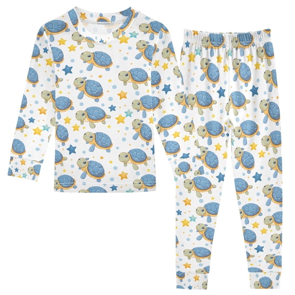 Christmas Pajamas Picture Turtle Stars Cartoon White Background Cute Comfortable Cotton Two-piece Christmas Pajamas Set