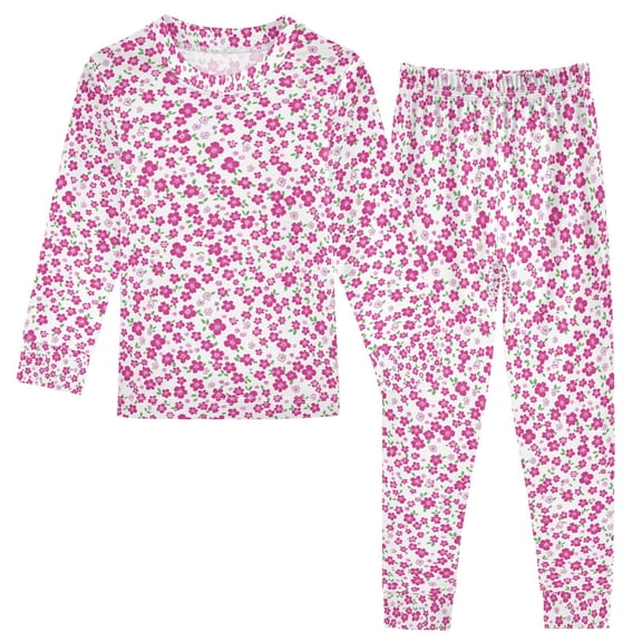 Christmas Pajamas Pink Flower Cute Comfortable Cotton Two-piece Christmas Pajamas Set