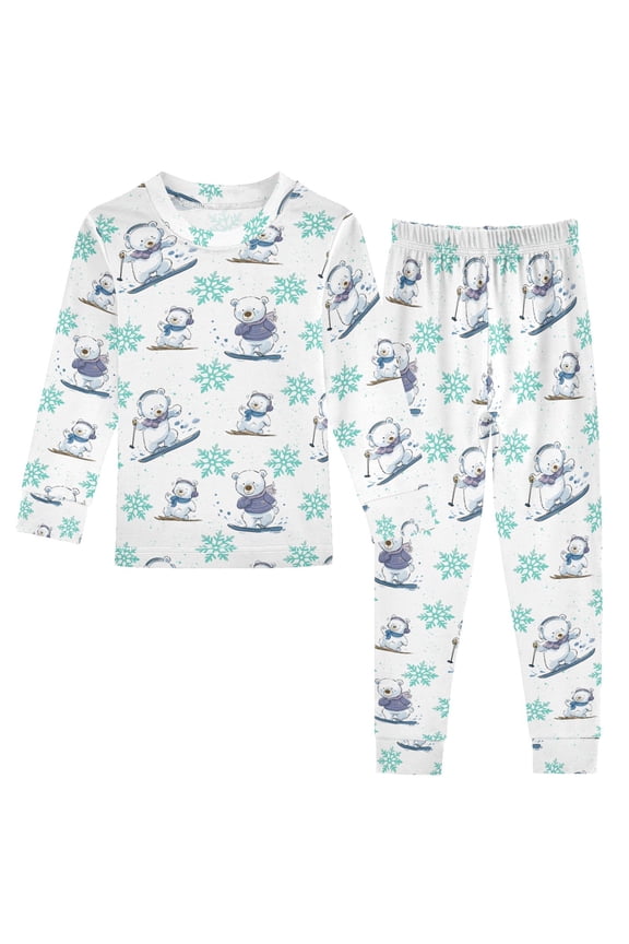 Christmas Pajamas Ski Bear Cute Comfortable Cotton Two-piece Christmas Pajamas Set