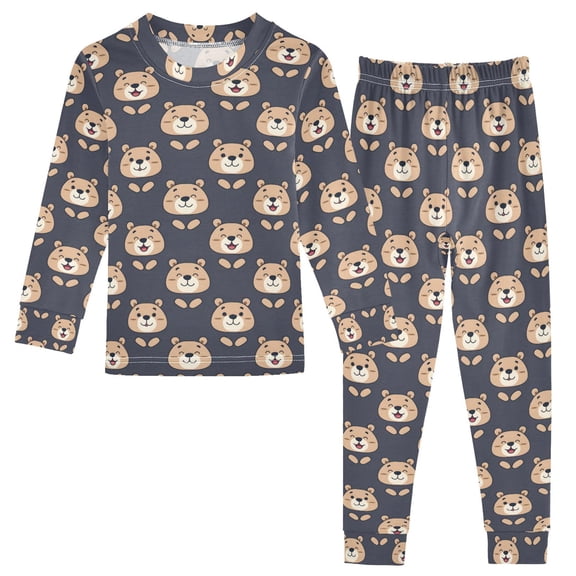 Christmas Pajamas Smiling Bear Cute Comfortable Cotton Two-piece Christmas Pajamas Set