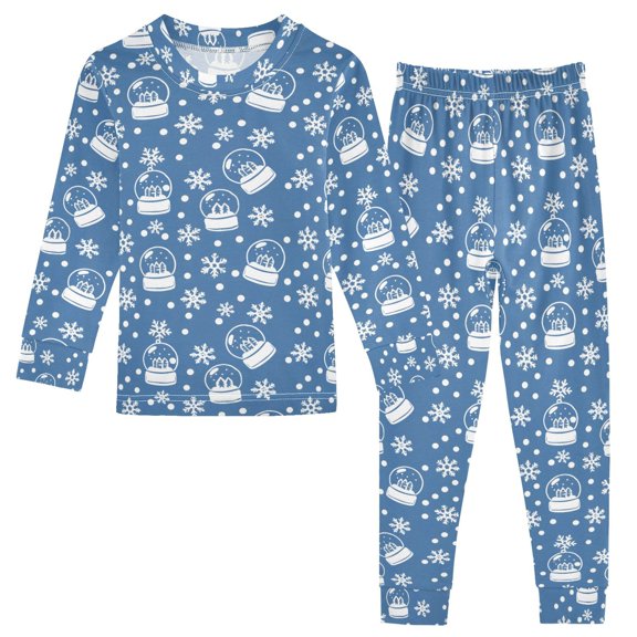 Christmas Pajamas Winter Snowflake Crystal Ball Cute Comfortable Cotton Two-piece Christmas Pajamas Set