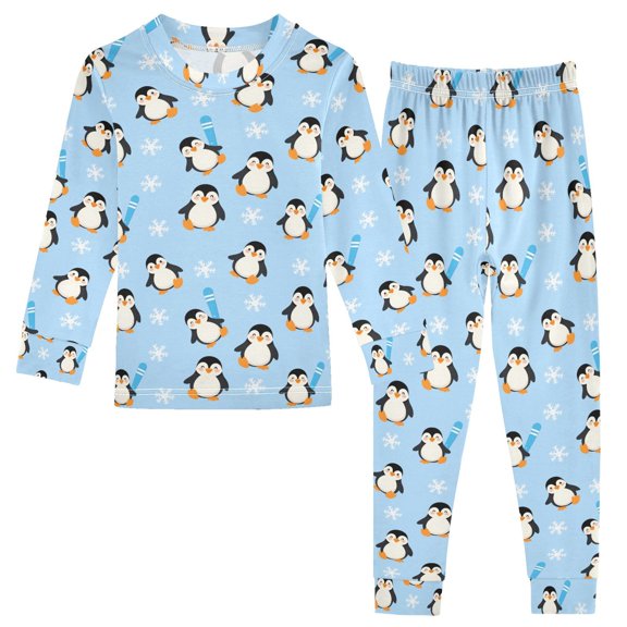 Christmas Pajamas Winter Snowflake Penguin Cute Comfortable Cotton Two-piece Christmas Pajamas Set