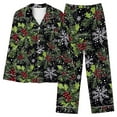 thumbnail image 1 of Christmas Pajamas Women 2 Piece Pant Sets Snowflake Print Long Sleeve Button Up Shirt with Bottoms Pjs Outfits, Xmas #I M, 1 of 5