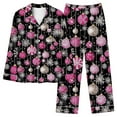 thumbnail image 1 of Christmas Pajamas Women 2 Piece Pant Sets Snowflake Print Long Sleeve Button Up Shirt with Bottoms Pjs Outfits, Xmas #K S, 1 of 5