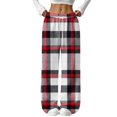 thumbnail image 1 of Christmas Pajamas For Women Christmas Flannel Print Straight Leg Pajama Pants Elastic Waist Drawstring Lounge Pj Pants Christmas Fluffy Fleece Warm Pjs, 1 of 4
