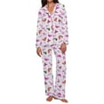 thumbnail image 1 of Christmas Pajamas for Women Holiday Party Christmas Printed Two Piece Pajama Sets Loose Fitting Turndown Collar Long Sleeve Shirts and Long Pajama Pants, 1 of 7