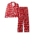 thumbnail image 1 of Christmas Pajamas for Women Holiday Party Christmas Printed Two Piece Pajama Sets Loose Fitting Turndown Collar Long Sleeve Shirts and Long Pajama Pants, 1 of 8