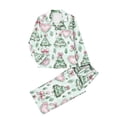thumbnail image 1 of Christmas Pajamas for Women Set Cute Bow&Snowflake Print Pjs 2-Piece Button Down Long Sleeve Shirts with Long Pants Soft Stretchy Loungewear Two Piece Sleepwear Comfy Homewear with Pockets, 1 of 5