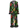 thumbnail image 1 of Christmas Pajamas Women Silk Satin Soft Sleepwear Outfits Long Sleeve Button Down Pjs Set Christmas Lounge Sets for Women, 1 of 4