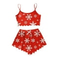 thumbnail image 1 of Christmas Pajamas Women's Christmas Snowflake Print Sleeveless Top & Shorts Pajama Set Cozy 2 Piece Wear, 1 of 4