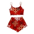 thumbnail image 1 of Christmas Pajamas Women's Christmas Snowflake Print Sleeveless Top & Shorts Pajama Set Cozy 2 Piece Wear, 1 of 4
