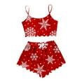 thumbnail image 1 of Christmas Pajamas Women's Christmas Snowflake Print Sleeveless Top & Shorts Pajama Set Cozy 2 Piece Wear, 1 of 4