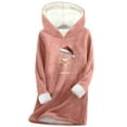thumbnail image 1 of Christmas Pajamas Womens Sherpa Lined Hoodies Xmas Graphic Pjs Merry Christmas Fashion Letter Print Hooded Sweatshirts Soft Cozy Loungewear Top, 1 of 6