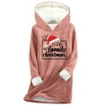 thumbnail image 1 of Christmas Pajamas Womens Sherpa Lined Hoodies Xmas Graphic Pjs Merry Christmas Fashion Letter Print Hooded Sweatshirts Soft Cozy Loungewear Top, 1 of 6