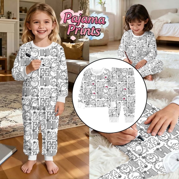 Christmas Pajamas for Boys Themed Flannel Pajama Long Sleeve Top Comfy Pants Cozy Festive Print Sleepwear Kids Christmas Pjs Black