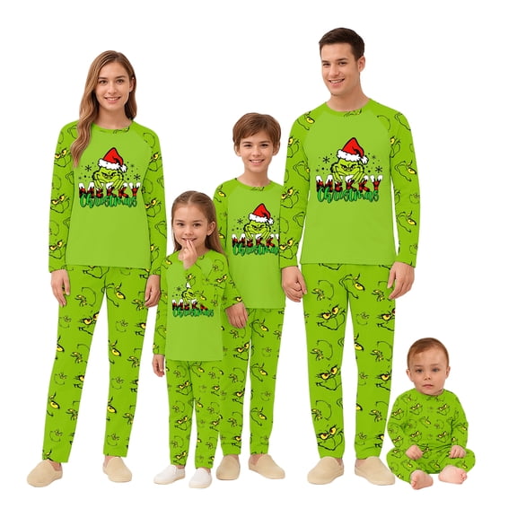 𝓖𝓻𝓲𝓷𝓬𝓱 Christmas Pajamas for Family Christmas Family Matching Pajamas Sets Christmas Pjs Sleepwear Outfits for Holiday Xmas Party