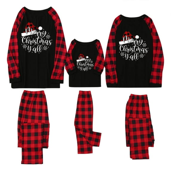 Christmas Pajamas for Family Christmas Tree Print Pajamas Buffalo Plaid Reindeer Xmas Pjs Clothes Sleepwear Pajama Sets Womens Pajama Sets