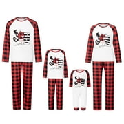 WSEVYPO Christmas Pajamas for Family Joy to the World Plaid Pjs Matching Sets Xmas Holiday Pajamas Lounge Home Jammies Christmas Outfits