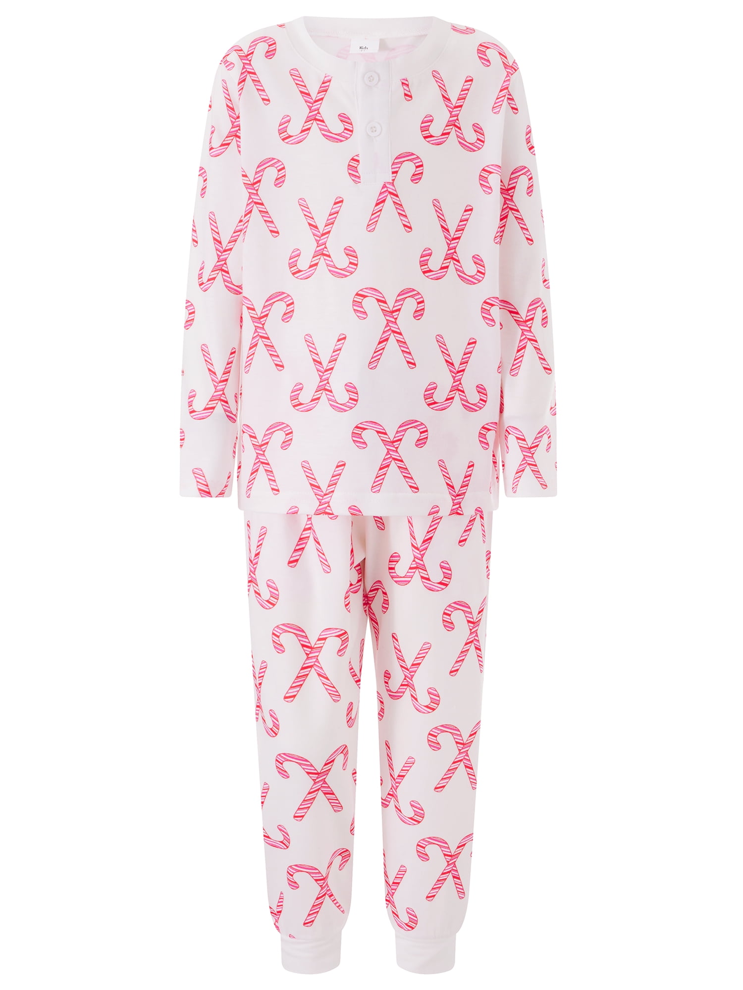 Christmas Pajamas for Family Long Sleeve Candy Cane Print Tops + Pants