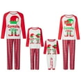 thumbnail image 1 of Christmas Pajamas for Family, Long Sleeve Elf Print Tops + Plaid Pants Set Sleepwear Loungewear, 1 of 10