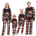 thumbnail image 1 of Christmas Pajamas for Family Long Sleeve Santa Hat Print Tops Plaid Pants Set Sleepwear, 1 of 7