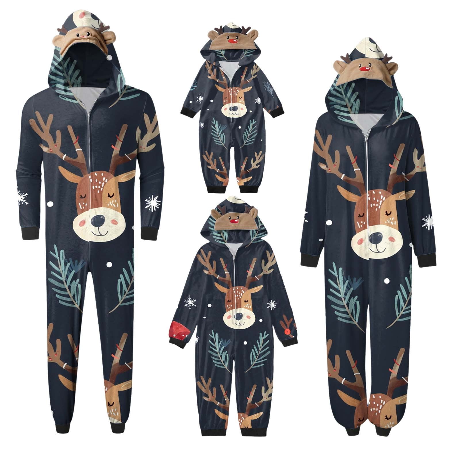 Christmas Pajamas for Family Matching Graphic Reindeer Printed Long ...