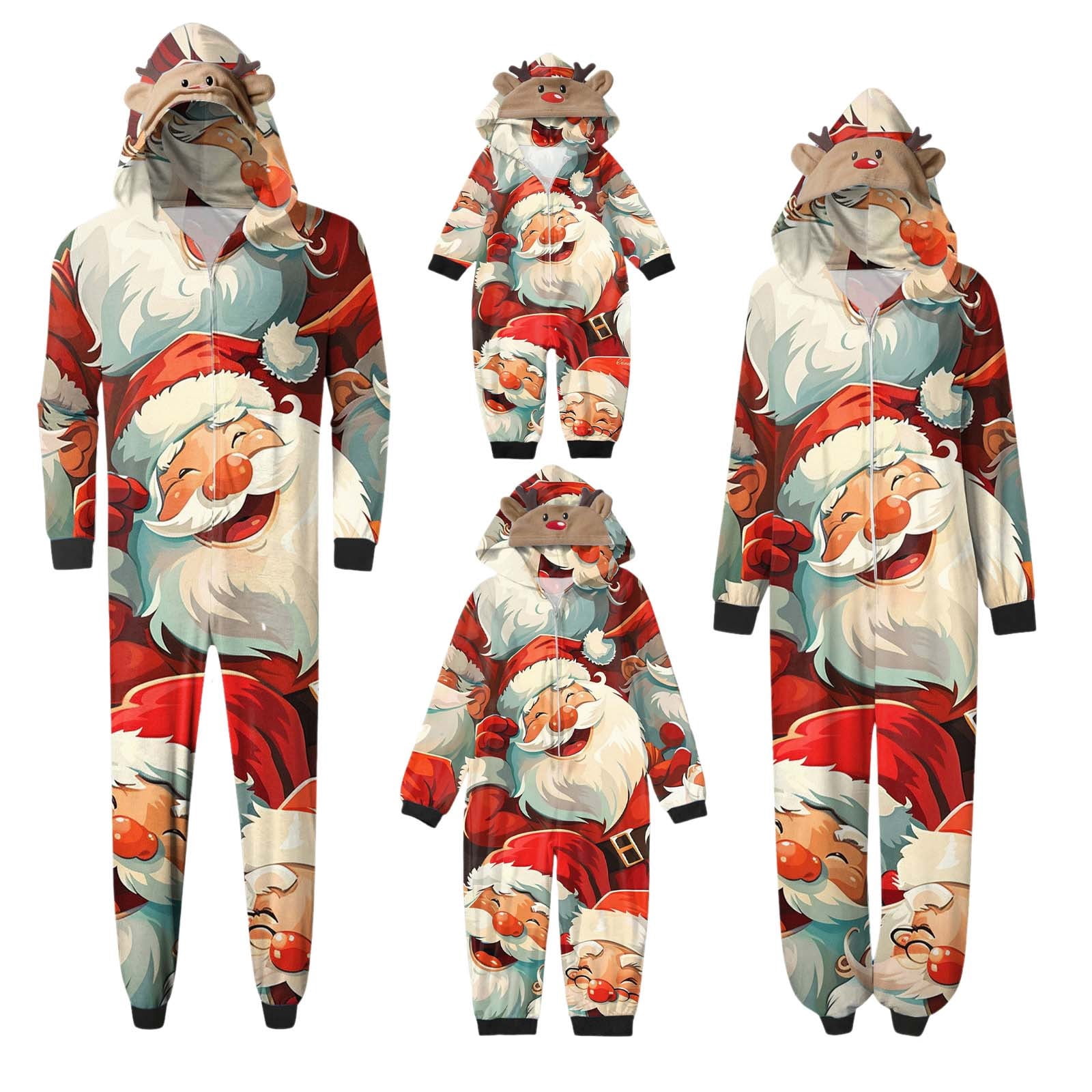 Christmas Pajamas for Family Matching Graphic Santa Printed Long Sleeve ...