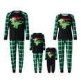 thumbnail image 1 of Christmas Pajamas for Family Matching, Long Sleeve Dinosaur Print Raglan Tops + Plaid Pants Set, 1 of 7